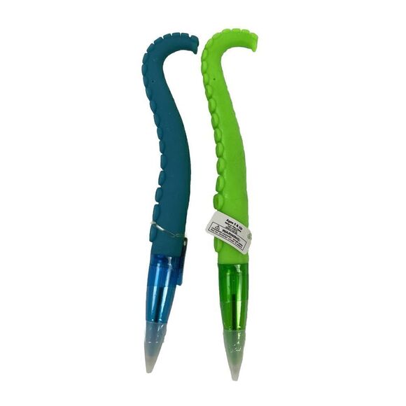 Octopus Tentacle Shaped Pen Set Funny Finger Puppet Pen Green Blue - Picture 2 of 6